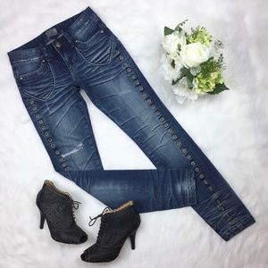 Rerock Skinny Jeans Metal Grommet Punk Rock Size 2
